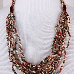 GLASS Multi Color/Strand Beaded Necklace
